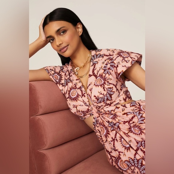 A.L.C. Alexandria Cutout Waist Maxi Dress in Pink Floral Print Size 14 - Picture 5 of 12